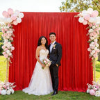 Red Backdrop Curtain for Parties Decoration Drapes for Bbackdrop 10x10ft in W5' x H10'(2 panels) in Red, alternate view 2