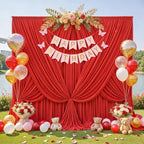Red Backdrop Curtain for Parties Decoration Drapes for Bbackdrop 10x10ft in W5' x H10'(2 panels) in Red, alternate view 3