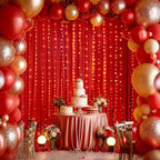 Red Backdrop Curtain for Parties Decoration Drapes for Bbackdrop 10x10ft in W5' x H10'(2 panels) in Red, alternate view 4