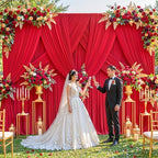 Red Backdrop Curtains 40 x 10ft for Photo Background Wrinkle Free Drapes in W4' x H10'(10 panels) in Red