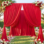 Red Backdrop Curtains 40 x 10ft for Photo Background Wrinkle Free Drapes in W4' x H10'(10 panels) in Red, alternate view 2