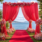 Red Backdrop Curtains 40 x 10ft for Photo Background Wrinkle Free Drapes in W4' x H10'(10 panels) in Red, alternate view 6