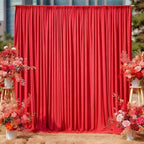 Red Backdrop Curtains 8 x 10ft for Photo Background Wrinkle Free Drapes in W4' x H10'(2 panels) in Red