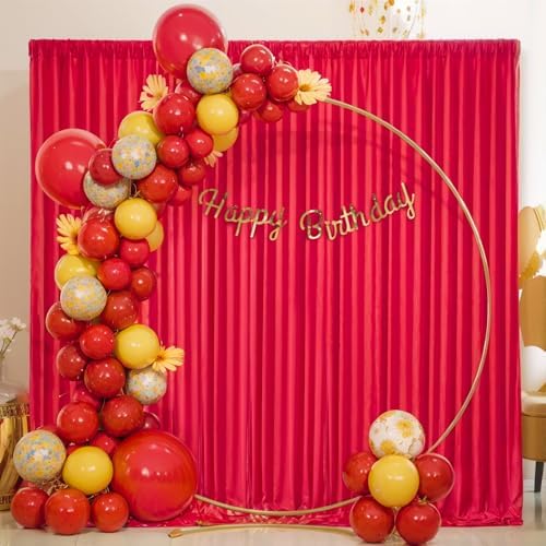 Red Backdrop Curtains 8 x 10ft for Photo Background Wrinkle Free Drapes in W4' x H10'(2 panels) in Red, alternate view 3