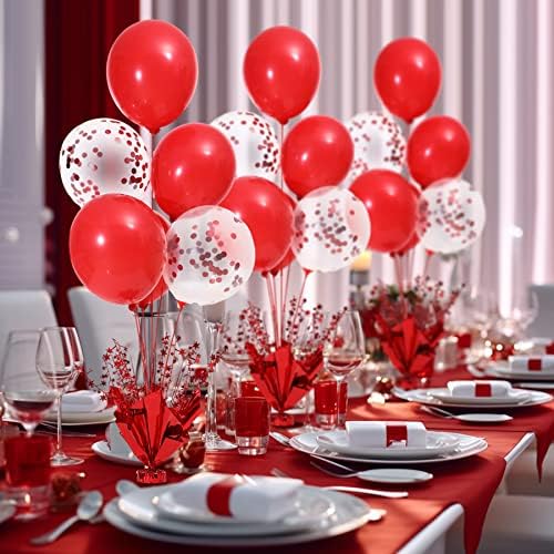 Red Balloon Table Centerpiece Kit, 4 Sets Red Balloon Stands for Tables with Metallic Star Centerpieces, alternate view 2