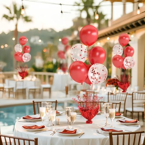 Red Balloon Table Centerpiece Kit, 6 Sets Red Balloon Stands for Tables with Metallic Star Centerpieces, alternate view 4
