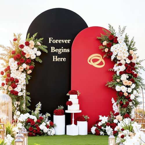 Red Black Arch Backdrop Cover 6.6FT Party Wedding Arch Covers Stretchy Backdrop Decorations Baby Shower Bridal, alternate