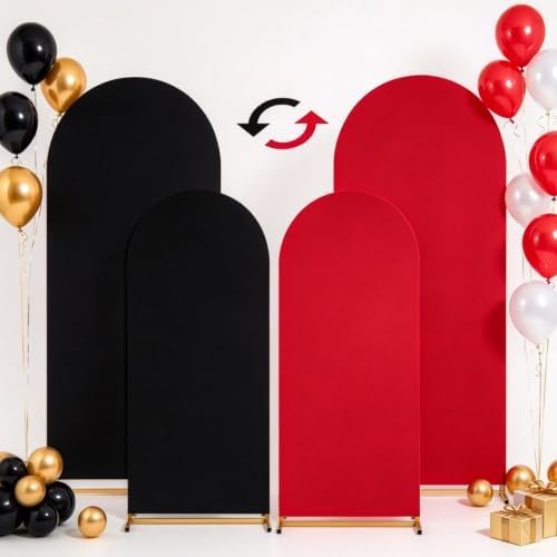 Red Black Arch Backdrop Covers 7.2FT 6FT Wedding Party Arch Covers in 6/7.2ft in Red, Black