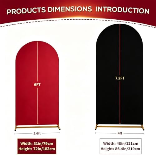 Red Black Arch Backdrop Covers 7.2FT 6FT Wedding Party Arch Covers in 6/7.2ft in Red, Black, alternate view 3