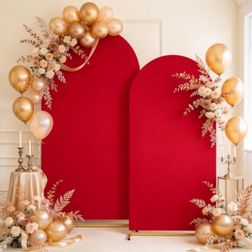 Red Black Arch Backdrop Covers 7.2FT 6FT Wedding Party Arch Covers in 6/7.2ft in Red, Black, alternate view 5