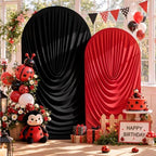 Red Black Draped Arch Backdrop Covers 7.2 and 6 FT, Black Red Draped Arch Cover Stretchy Backdrop Set of 2 for, alternate