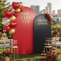 Red & Black Sequin Arch Backdrop Cover Set of 2(6ft/7.2ft), Shimmer Chiara in 6ft+7.2ft in Black and Red