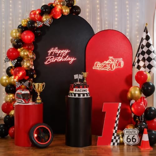 Red & Black Sequin Arch Backdrop Cover Set of 2(6ft/7.2ft), Shimmer Chiara in 6ft+7.2ft in Black and Red, alternate view 5