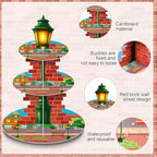 Red Brick Wall Cupcake Stand Cartoon Street Birthday Party Supplies in Multicolor, alternate view 4