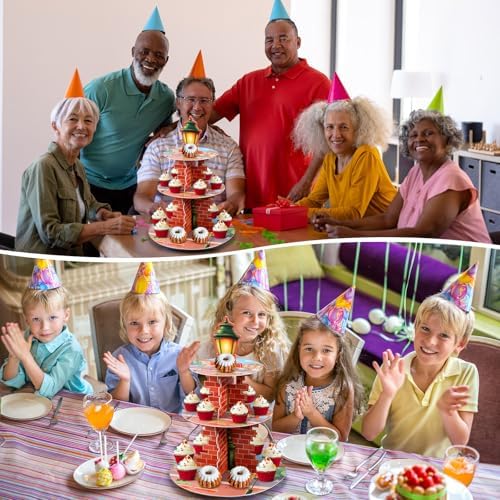 Red Brick Wall Cupcake Stand Cartoon Street Birthday Party Supplies in Multicolor, alternate view 6