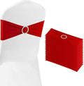 Red Chair Sashes 25 Pack Spandex Stretch Chair Band Sashes with Buckles for Folding Chairs Wedding Party