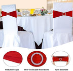 Red Chair Sashes 50 Pack Spandex Stretch Chair Band Sashes with Buckles for Folding Chairs Wedding Party, alternate view 3