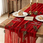 Red Cheesecloth Table Runner 120 Inches Fall Christmas Party Decorations