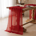 Red Cheesecloth Table Runner 120 Inches Fall Christmas Party Decorations, alternate view 2
