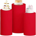 Red Cylinder Covers Set of 3 Round Spandex Pedestal Stand Covers for Parties Cylinder Cake Cover Cylinder