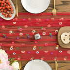 Red Embroidery Daisy Gauze Table Runner 120 Inch 10FT, alternate view 4