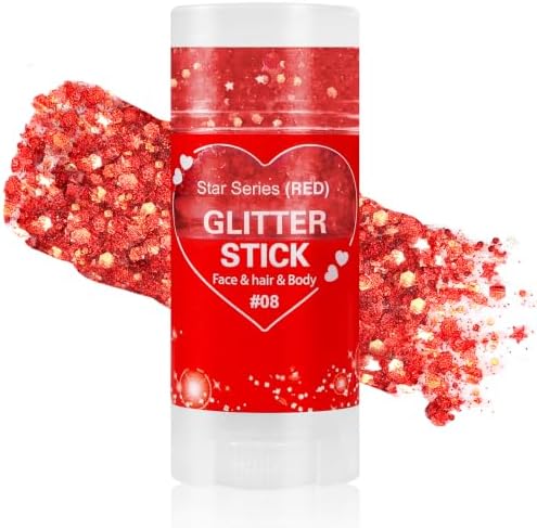 Red Face Hair Body Glitter Stick,4th of July Accessories and Outfits for Women Girls Kids, USA Flag Makeup for