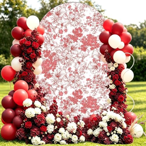 Red Flower Arch Backdrop Cover 7.2ft Stretch Fabric Cover Fits Arch Backdrop Stand, Stand for Wedding, Birthday, alternate
