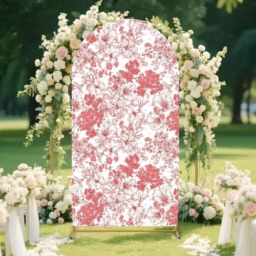 Red Flower Arch Backdrop Cover 7.2ft Stretch Fabric Cover Fits Arch Backdrop Stand, Stand for Wedding, Birthday, alternate