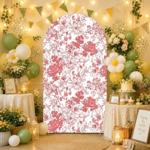 Red Flower Arch Backdrop Cover Stretch Fabric Cover Fits Arch Backdrop Stand, Stand for Wedding, Birthday, alternate view 5