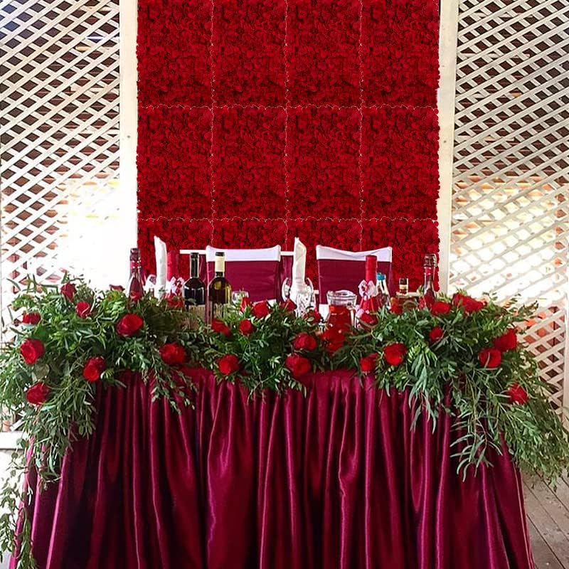 Red Flower Wall Backdrop for Wedding Decor, 12 Pcs, 24 x 16 Inches in 24 x 16 Inches, alternate view 2