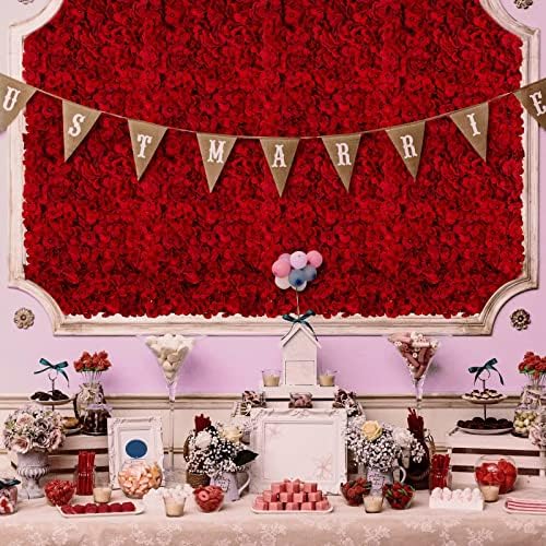 Red Flower Wall Backdrop for Wedding Decor, 12 Pcs, 24 x 16 Inches in 24 x 16 Inches, alternate view 4