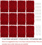Red Flower Wall Backdrop for Wedding Decor, 12 Pcs, 24 x 16 Inches in 24 x 16 Inches, alternate view 6