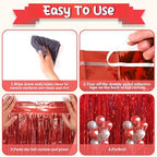 Red Foil Fringe Backdrop Curtains, 3.3 x 6.6 ft, 3pcs in 3.3 x 6.6 ft, alternate view 4
