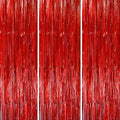 Red Foil Fringe Backdrop Curtains, 3.3x8.2ft, 3 Pack in 3.3x8.2ft
