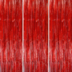 Red Foil Fringe Backdrop Curtains, 3.3x8.2ft, 3 Pack in 3.3x8.2ft