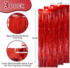 Red Foil Fringe Backdrop Curtains, 3.3x8.2ft, 3 Pack in 3.3x8.2ft, alternate view 3