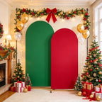 Red Green Christmas Arch Backdrop Covers 7.2FT 6FT Party Arch Covers in 6/7.2ft in Red, Green, alternate view 2