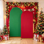 Red Green Christmas Arch Backdrop Covers 7.2FT 6FT Party Arch Covers in 6/7.2ft in Red, Green, alternate view 5