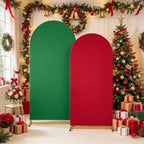Red Green Christmas Arch Backdrop Covers 7.2FT 6FT Party Arch Covers in 6/7.2ft in Red, Green, alternate view 7