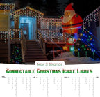 Red & Green Christmas Icicle Lights, 29.5ft 360 LED Icicle Lights, 8 Modes, 60 Drops, Window Curtain Led, alternate view 6