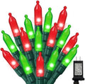 Red Green Christmas Mini Lights, 32.5FT 100 LED String Lights with 16 Light Modes, Fairy Lights Plug in for