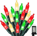 Red Green Warm Christmas Mini Lights, 32.5FT 100 LED Clear Bulbs String Lights with 16 Light Modes, Fairy Lights