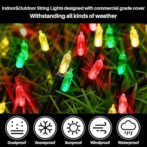 Red Green Warm Christmas Mini Lights, 32.5FT 100 LED Clear Bulbs String Lights with 16 Light Modes, Fairy Lights, alternate