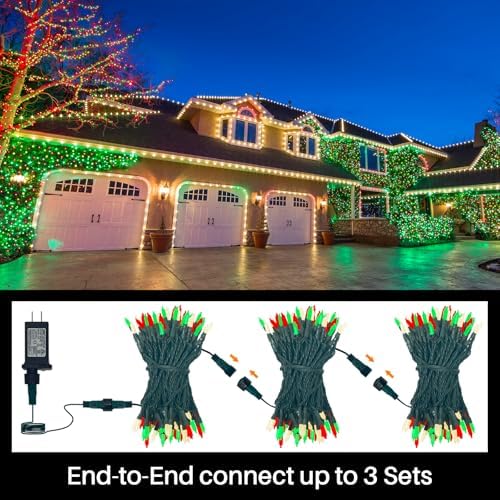Red Green Warm Christmas Mini Lights, 32.5FT 100 LED Clear Bulbs String Lights with 16 Light Modes, Fairy Lights, alternate