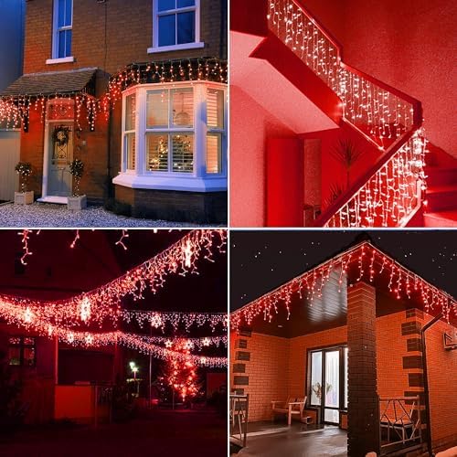 Red Icicle Lights, 33FT 360 LED 60 Drops Outdoor Waterproof, alternate view 3