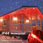 Red Icicle Lights, 33FT 360 LED 60 Drops Outdoor Waterproof, alternate view 4