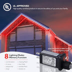 Red Icicle Lights, 33FT 360 LED 60 Drops Outdoor Waterproof, alternate view 5