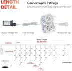 Red Icicle Lights, 33FT 360 LED 60 Drops Outdoor Waterproof, alternate view 6