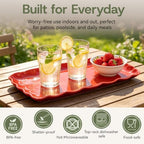 Red Melamine Serving Trays Set of 2, 15.5 x 8 in Scalloped Platters in Holiday Red, alternate view 4