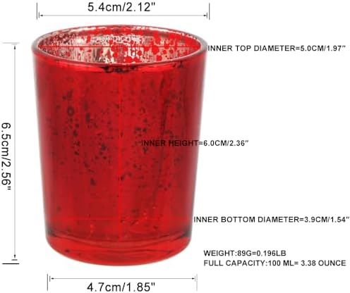 Red Mercury Glass Tea Light Holders Set of 36 - Elegant Votive Candle Holders for Weddings, Showers and Home, alternate view